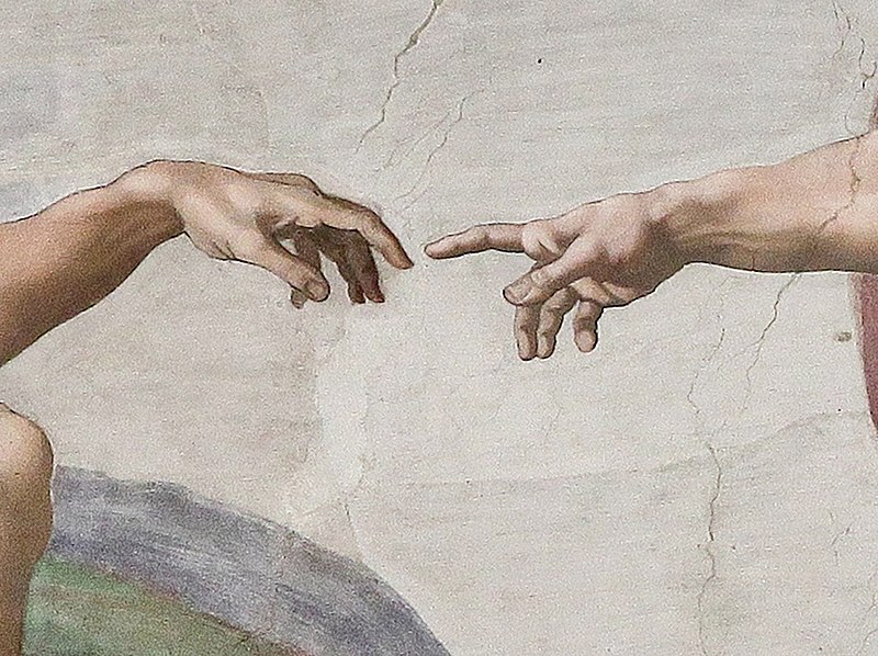 Michelangelo'nun Tanrı' anın eli olarak bilinen resminin detayı